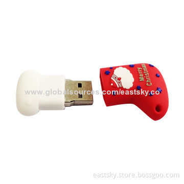 Customized Santa Claus Boots-shaped USB Drive, Made of Soft PVC Material, OEM Orders are WelcomeNew